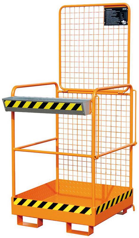 Sicherheitskorb Aus Rohrstahl – Gabelstapleraufnahme An Der Breitseite, Zugelassen Für 2 Personen, Lackiert, Mit Werkzeugablage, 1115x1200x1890 Mm